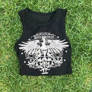 “independent” crop top